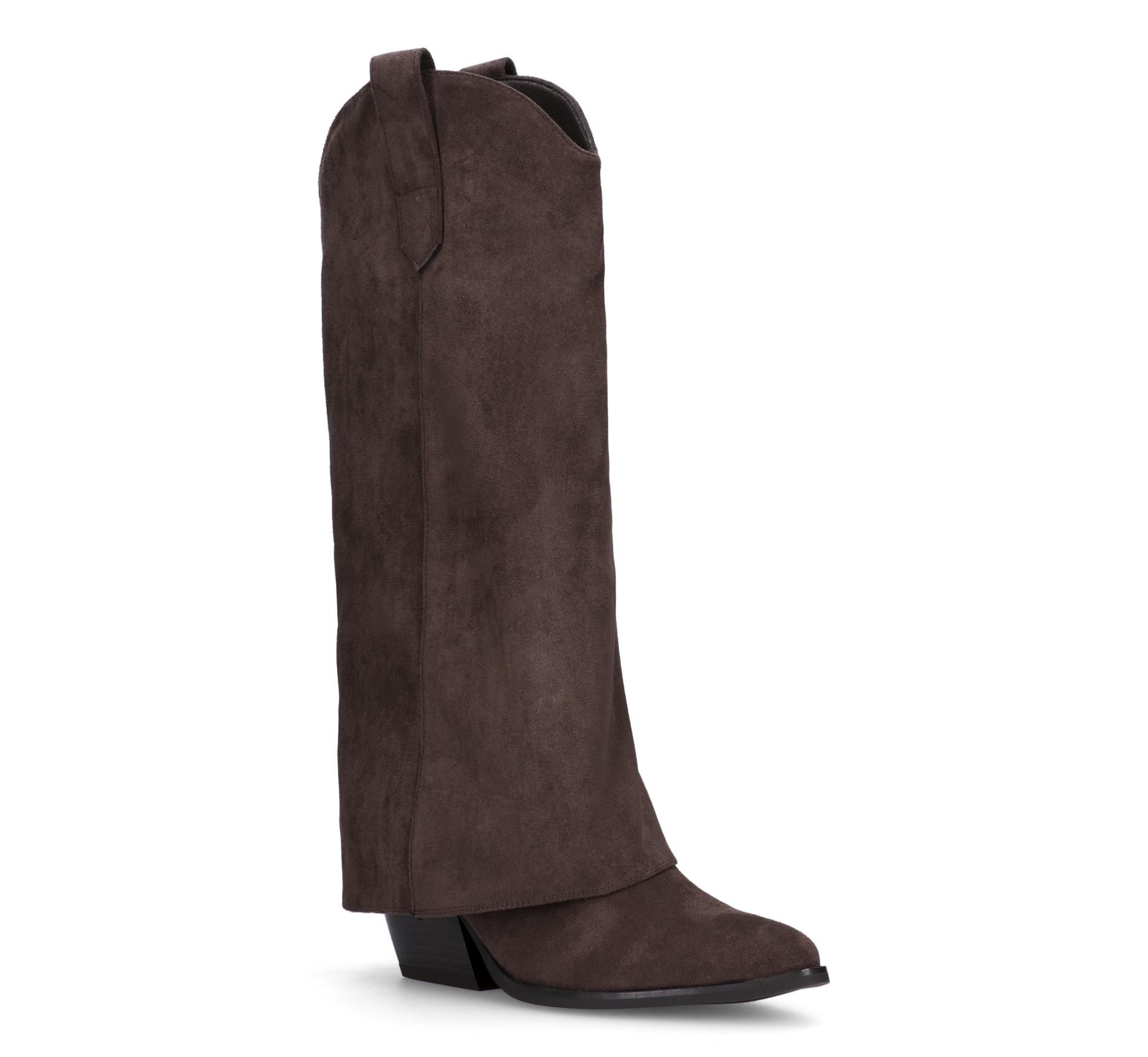 VENUS - stivali alti con risvolto in simil camoscio marrone