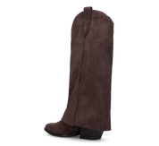 VENUS - stivali alti con risvolto in simil camoscio marrone