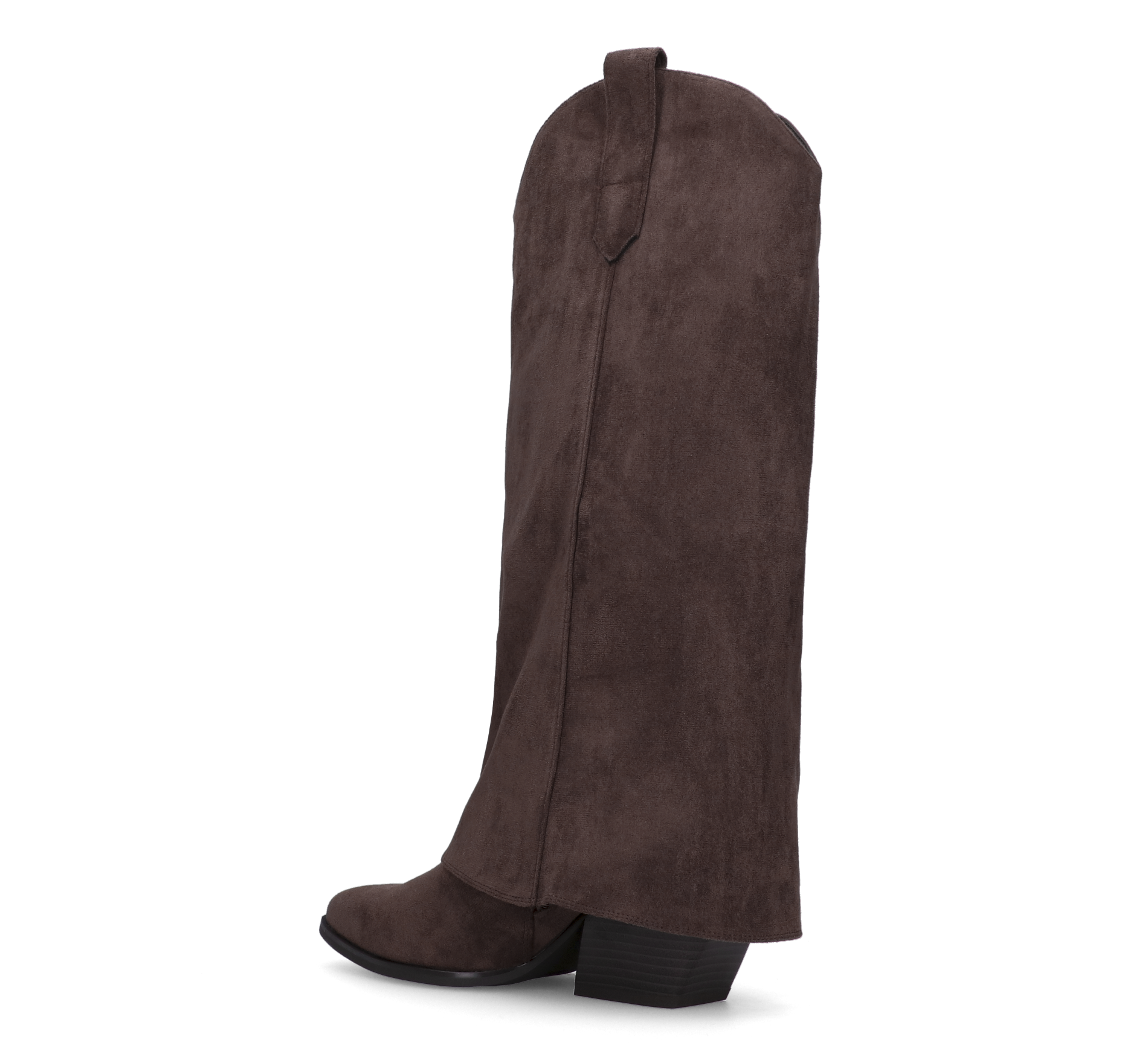 VENUS - stivali alti con risvolto in simil camoscio marrone
