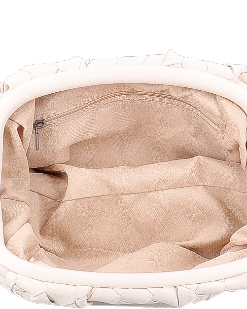 VERBENA - borsetta in ecopelle beige intrecciata con tracolla aggiuntiva