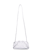 VERBENA - borsetta in ecopelle argento intrecciata con lunga tracolla