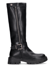 VIKA - stivali alti neri con cintura, zip e bottone a click