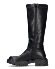 VIKA - stivali alti neri con cintura, zip e bottone a click