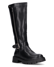 VIKA - stivali alti neri con cintura, zip e bottone a click