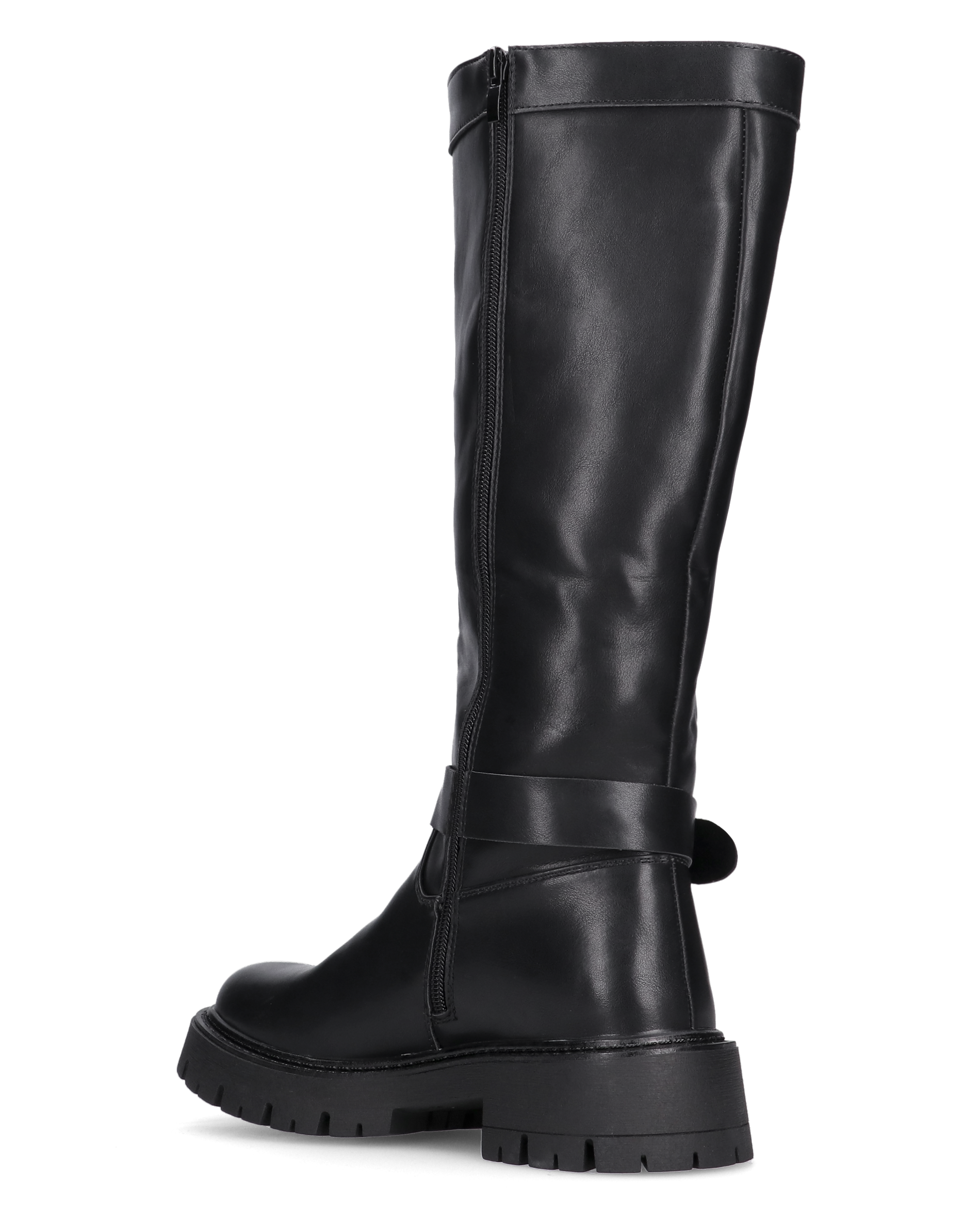 VIKA - stivali alti neri con cintura, zip e bottone a click
