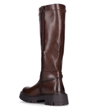 VIKA - stivali alti marroni con cintura, zip e bottone a click