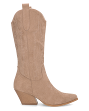 VITA - stivali camperos texani in tessuto scamosciato beige