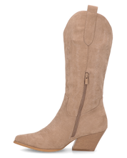 VITA - stivali camperos texani in tessuto scamosciato beige