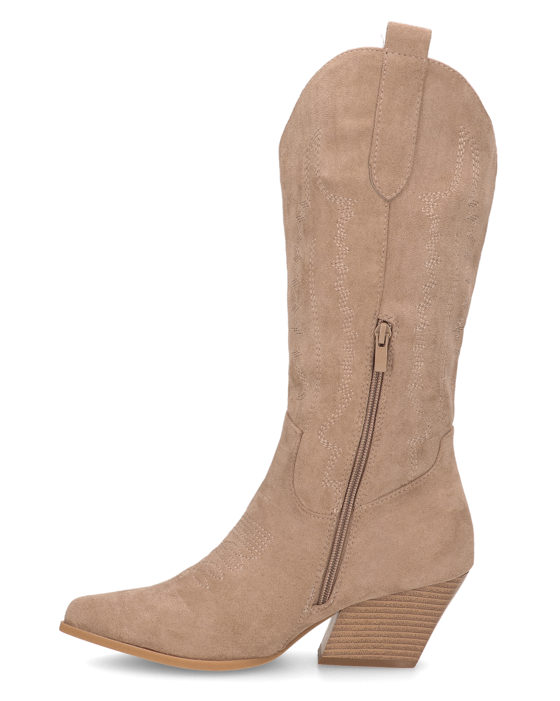 VITA - stivali camperos texani in tessuto scamosciato beige