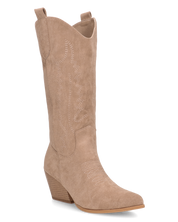 VITA - stivali camperos texani in tessuto scamosciato beige
