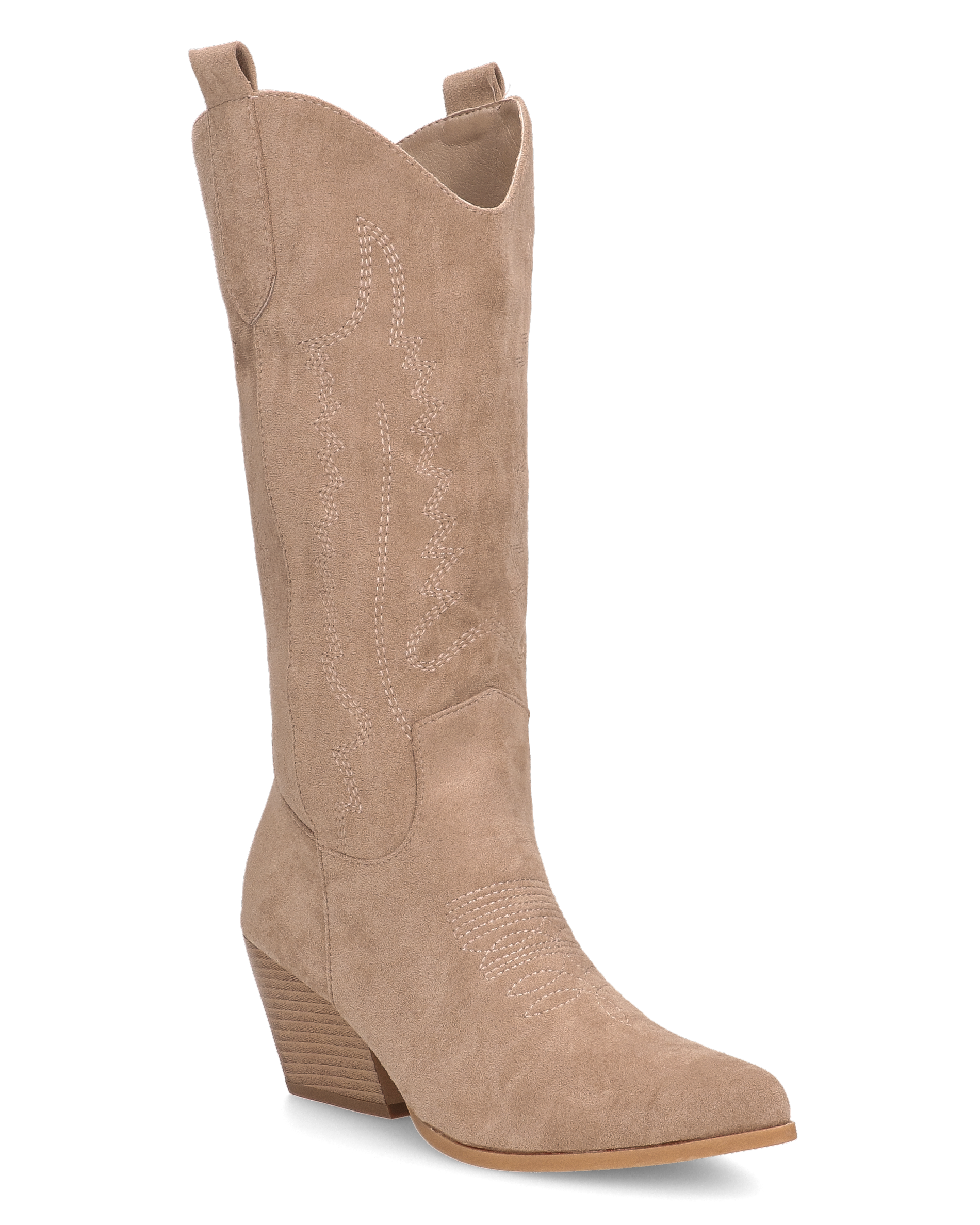 VITA - stivali camperos texani in tessuto scamosciato beige