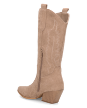 VITA - stivali camperos texani in tessuto scamosciato beige