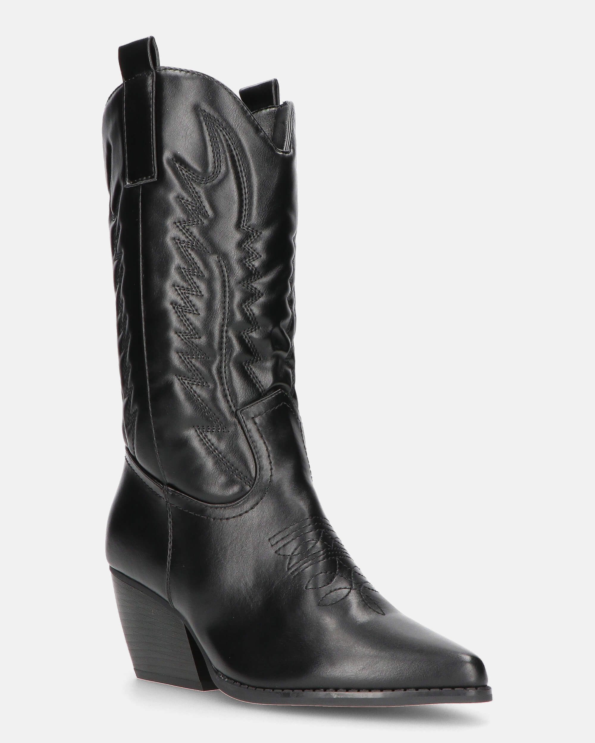 VITA - stivali camperos texani in ecopelle nera