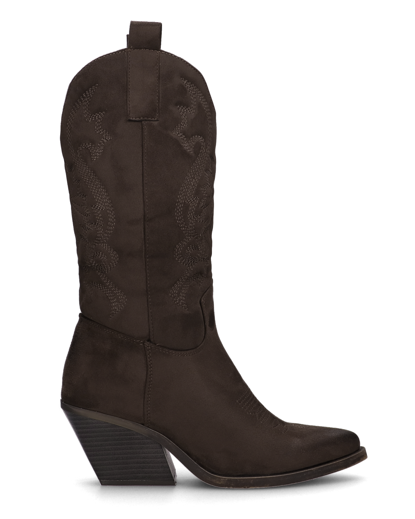 VITA - stivali camperos texani in tessuto scamosciato marrone scuro