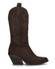 VITA - stivali camperos texani in tessuto scamosciato marrone scuro