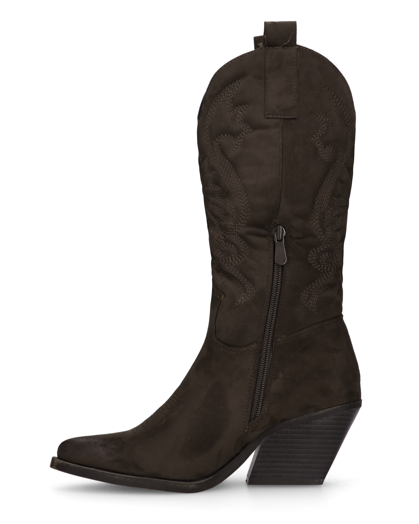 VITA - stivali camperos texani in tessuto scamosciato marrone scuro