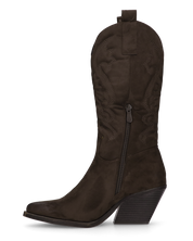 VITA - stivali camperos texani in tessuto scamosciato marrone scuro