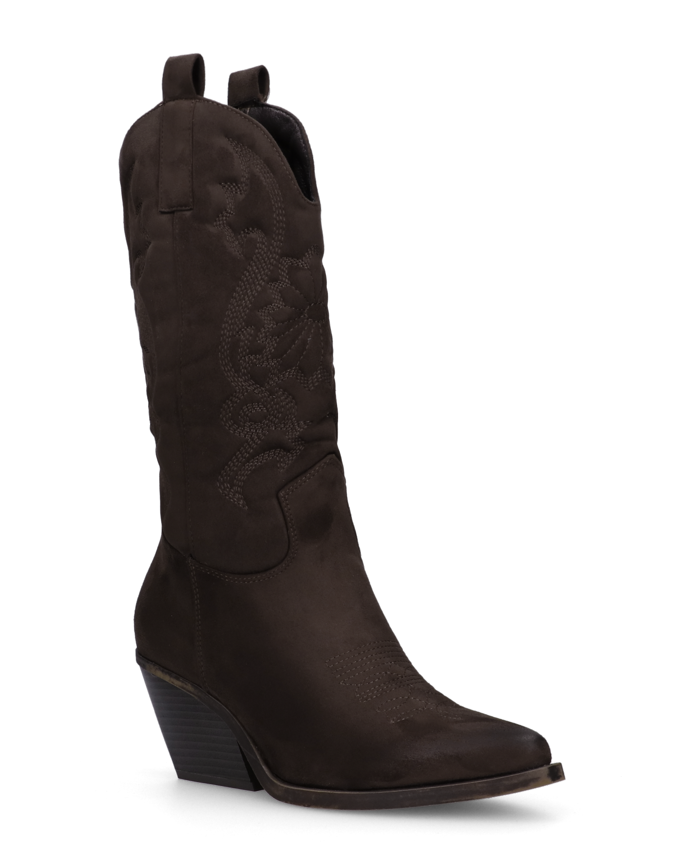 VITA - stivali camperos texani in tessuto scamosciato marrone scuro