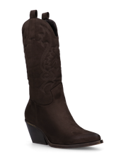 VITA - stivali camperos texani in tessuto scamosciato marrone scuro