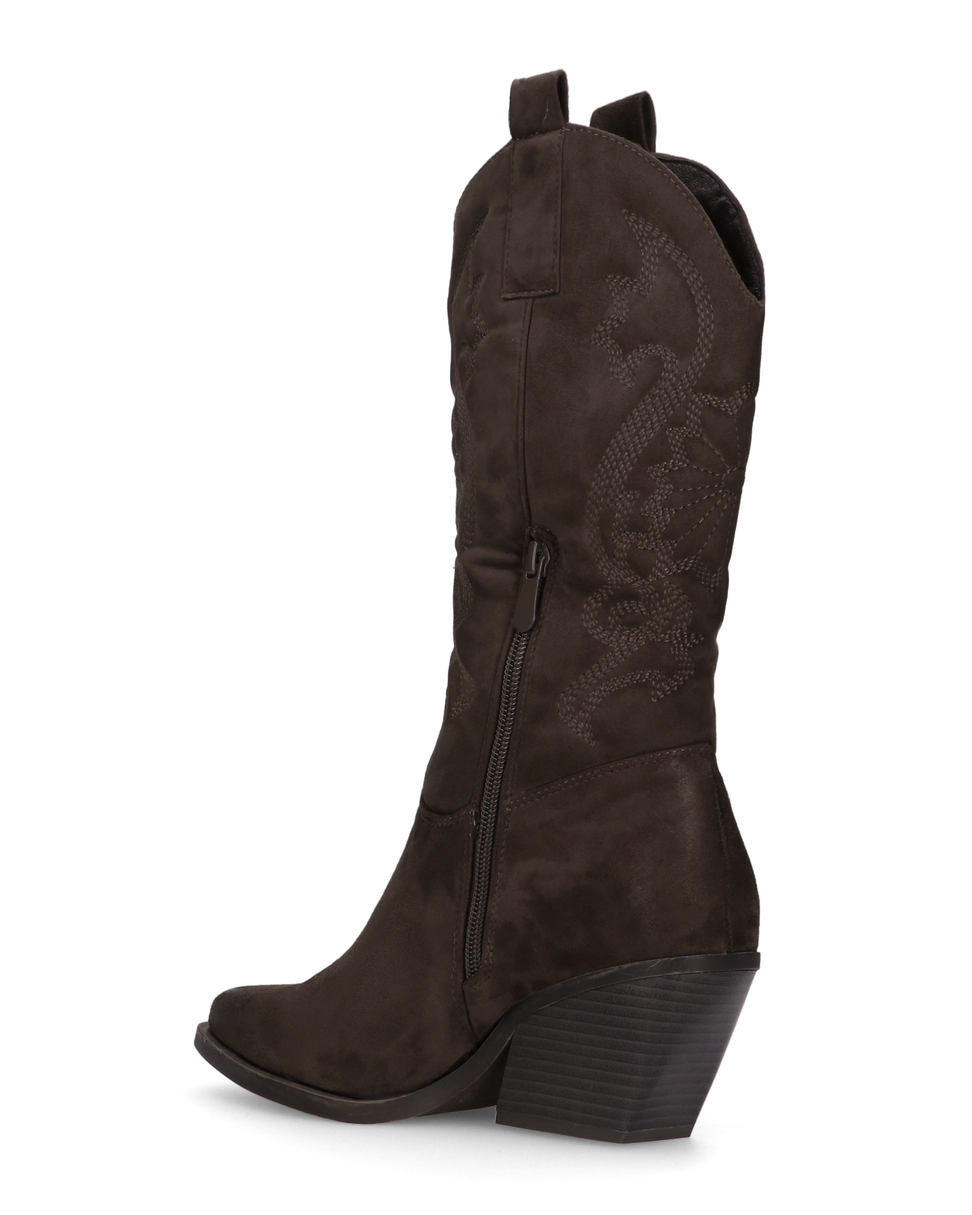 VITA - stivali camperos texani in tessuto scamosciato marrone scuro