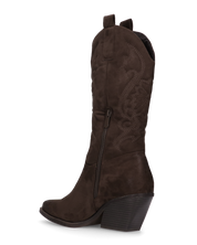 VITA - stivali camperos texani in tessuto scamosciato marrone scuro