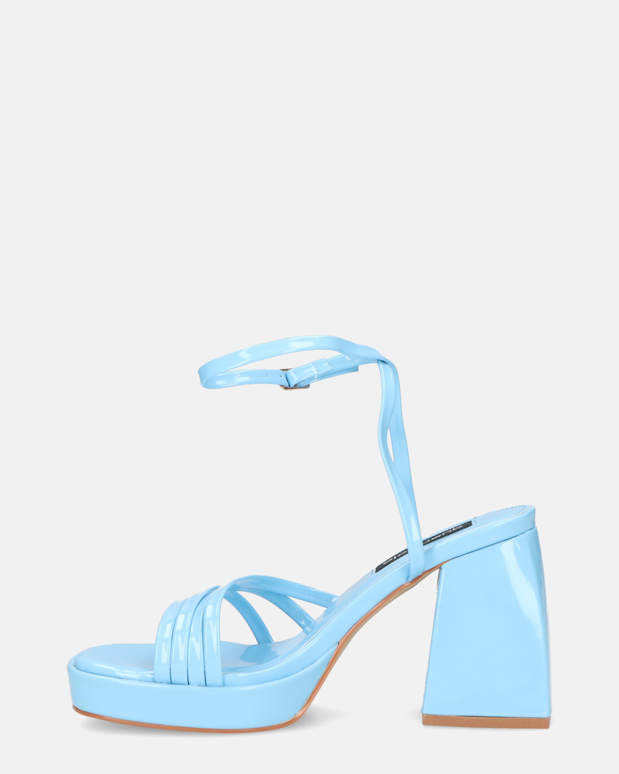 WINONA - sandali in glassy azzurro con tacco squadrato