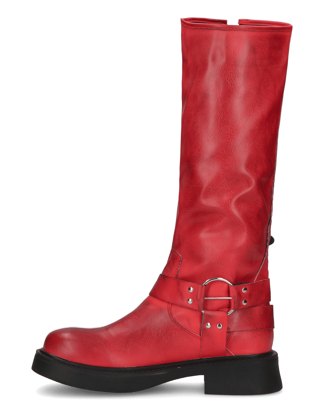 XYN - stivali alti rossi con cinturini laterali