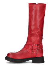 XYN - stivali alti rossi con cinturini laterali