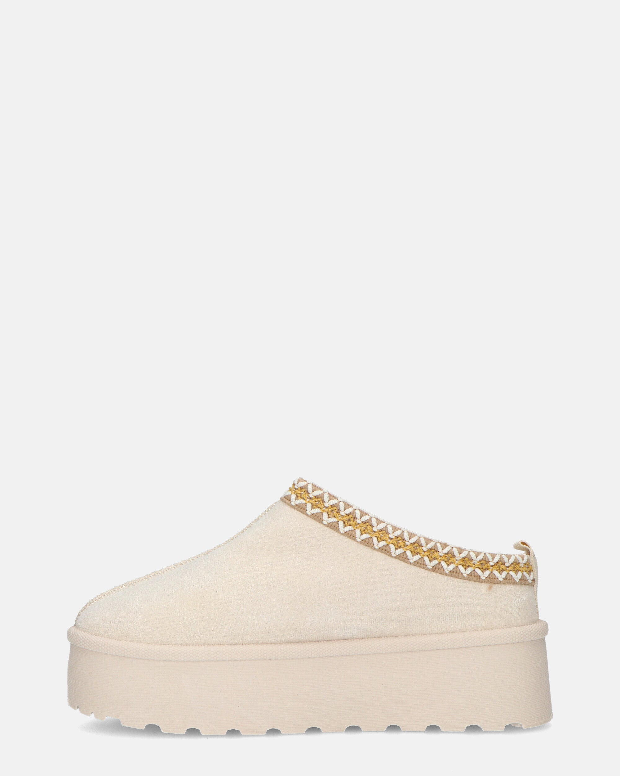 ZELDA - pantolofe platform in camoscio beige chiaro