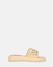 HARPER - ciabattine platform beige con borchie dorate