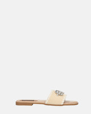 ROZENN - ciabattine beige con fascia ricamata e gemme