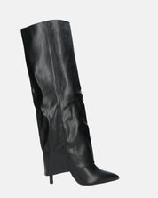 LIDIA - stivali tacchi a spillo neri alti con risvolto