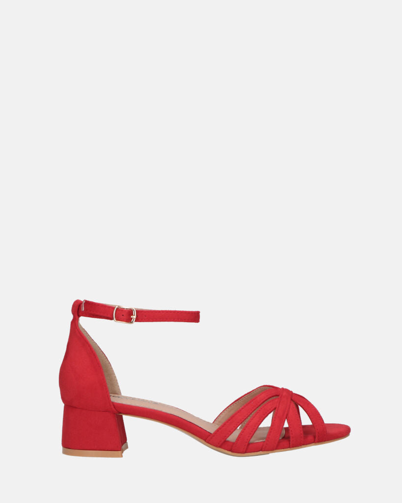THEMA - sandali bassi in camoscio rosso e cinturino