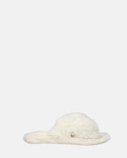 SUZUE - ciabattine aperte in punta in pelliccia bianca