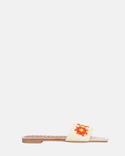 MARILIA - ciabattine beige chiaro con decorazioni ricamate e suola marrone