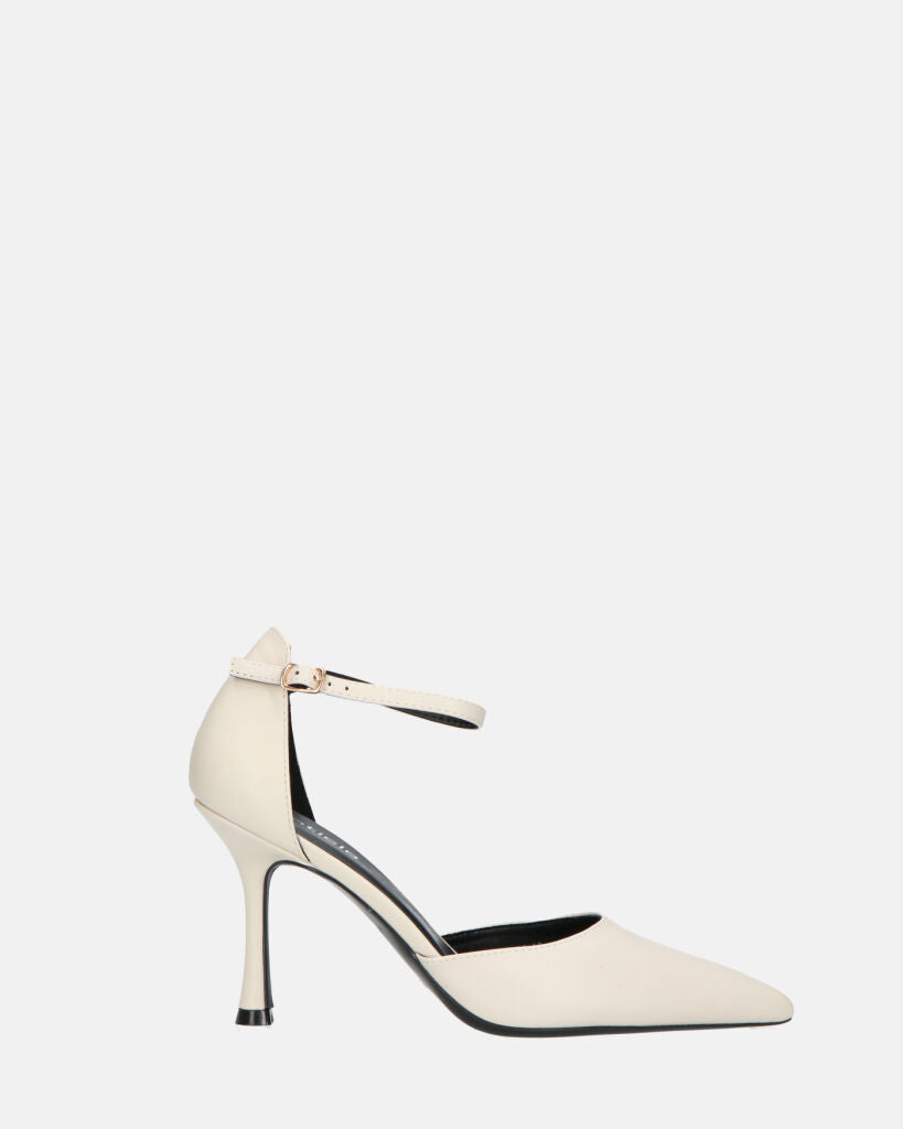 MEENA - decolette bianco con cinturino e soletta nera