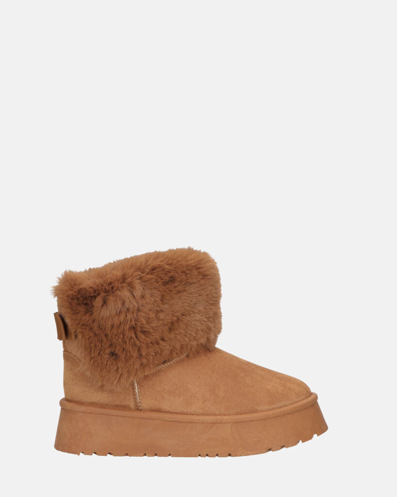 JOY - scarpe beige imbottite all' interno in camoscio