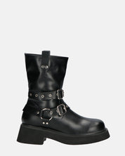 TOKIE - stivaletti anfibi neri con cinturini