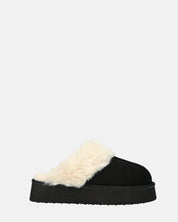 NEVE - ciabatte con pelliccia beige e platform nero