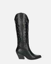 REJA - camperos alti neri con ricami in bianco