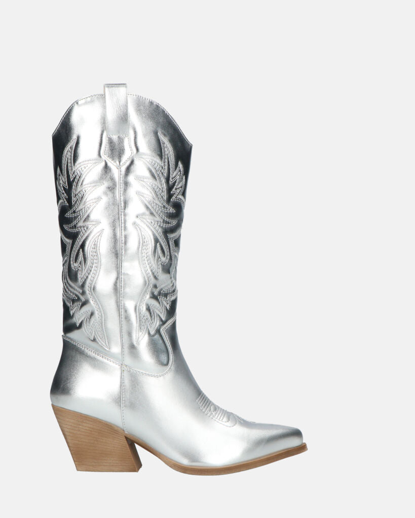 VITA - stivali camperos in glassy argento