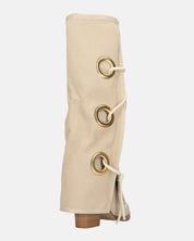 GEENA - stivali beige con risvolto in tessuto con asole in metallo