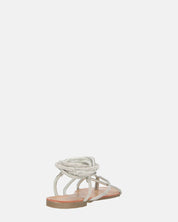 JANIRA - sandali bassi con lacci glitter argentati