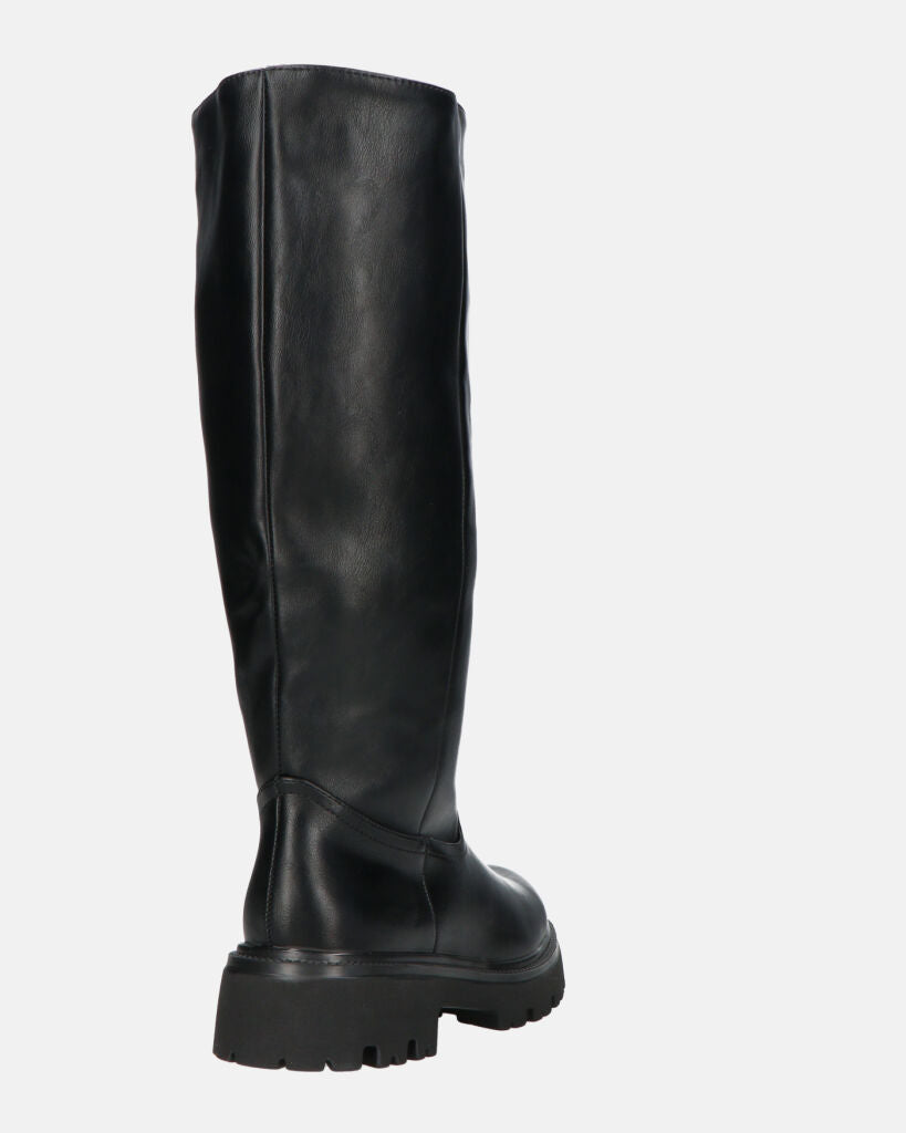 SANDRA - stivali anfibi neri con cerniera laterale