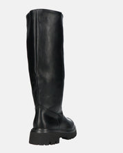 SANDRA - stivali anfibi neri con cerniera laterale