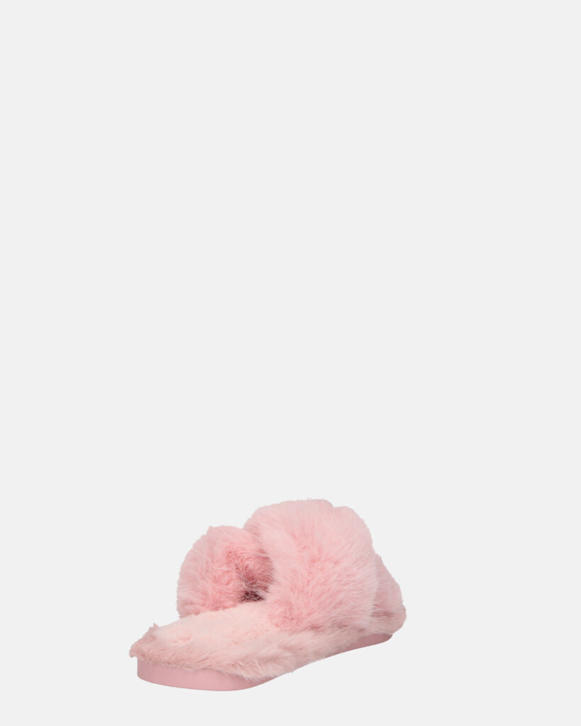 SUZUE - ciabattine aperte in punta in pelliccia rosa