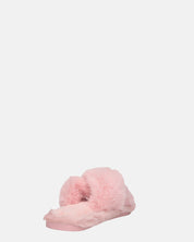 SUZUE - ciabattine aperte in punta in pelliccia rosa