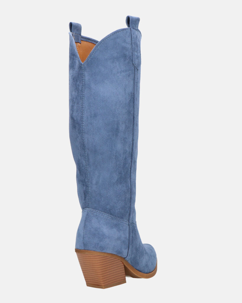 LIANA - camperos con tacco in camoscio blu