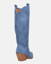 LIANA - camperos con tacco in camoscio blu