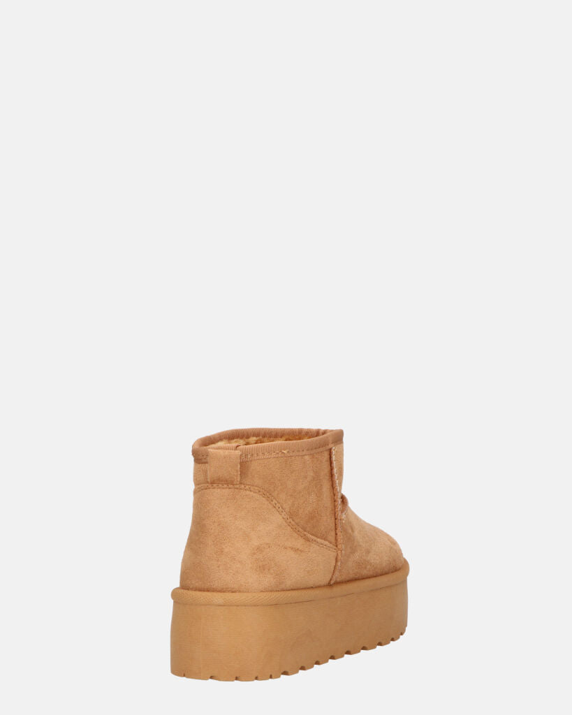 MIREIA - stivaletti bassi marroni in camoscio e interno imbottito